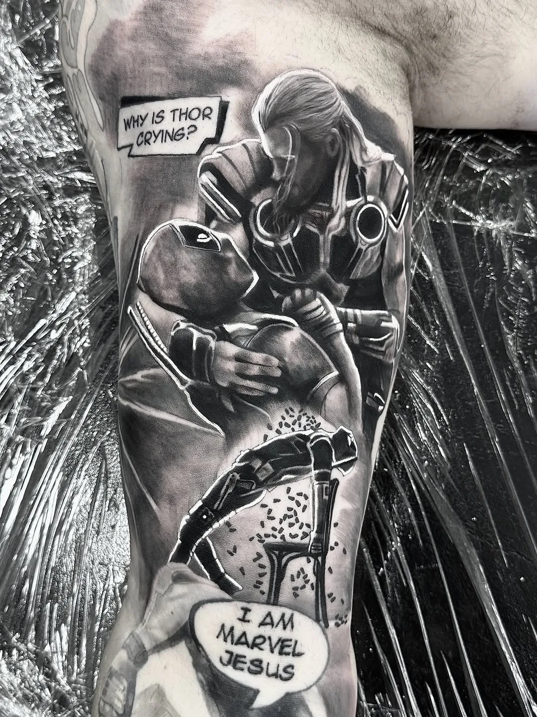 WHY IS THOR CRYING tattoo by Crouchy