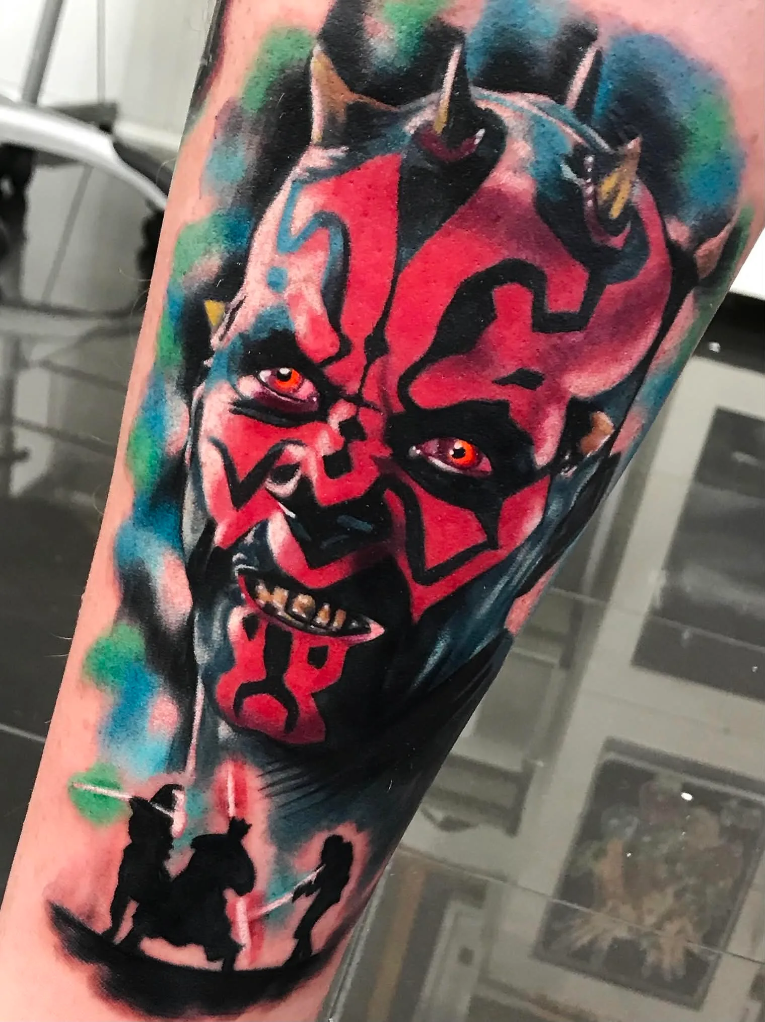 Full colour Darth Maul tattoo by Crouchy